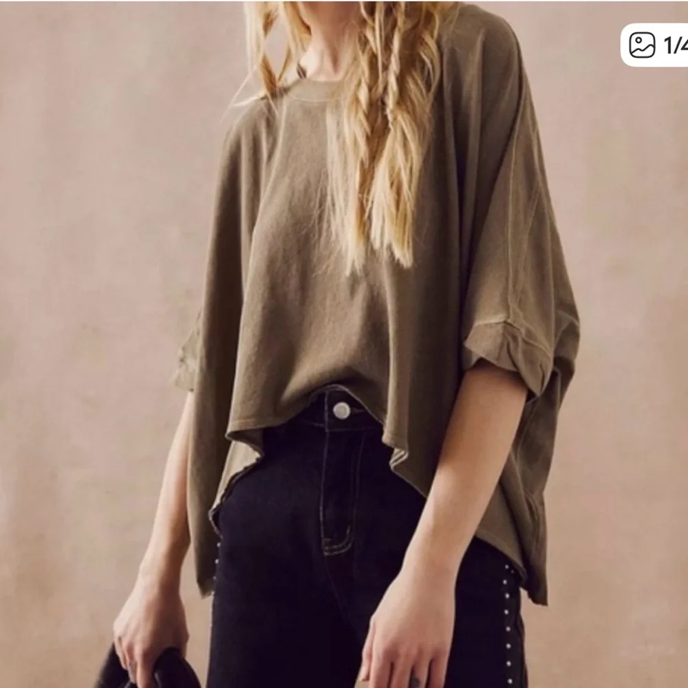 We The Free Olive Green Top - Picture 1 of 4